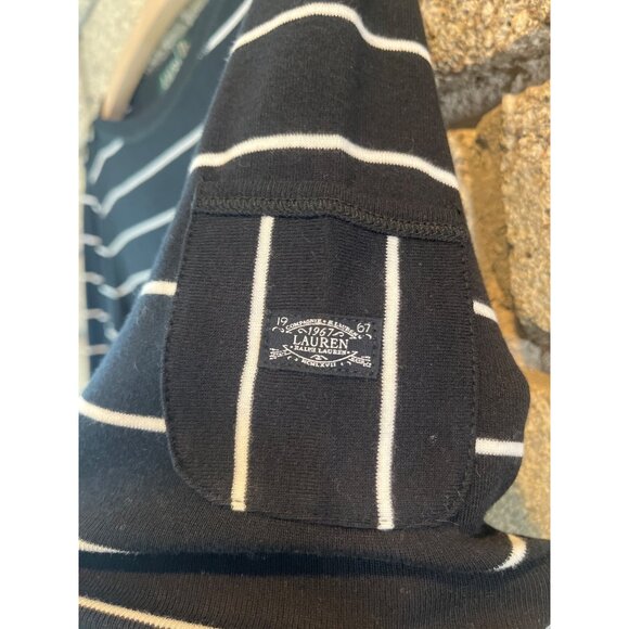 Lauren Ralph Lauren Womens Black & White Striped Top With Button Shoulder Detail - Picture 3 of 8